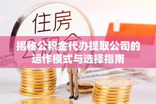 广东揭秘公积金代办提取公司的运作模式与选择指南
