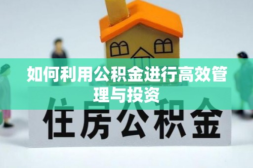 广东如何利用公积金进行高效管理与投资